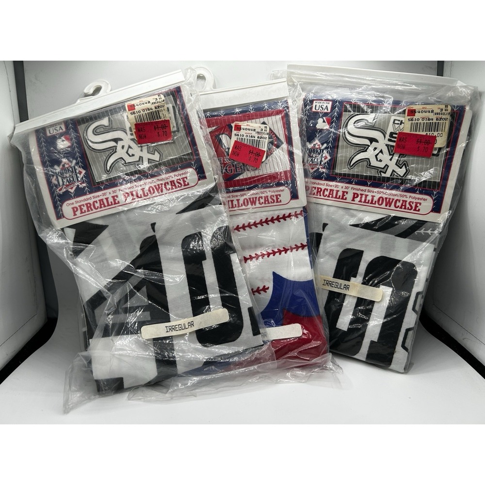 Vintage MLB Rookie League Percale Pillowcases Lot of 3 White Sox Rangers USA